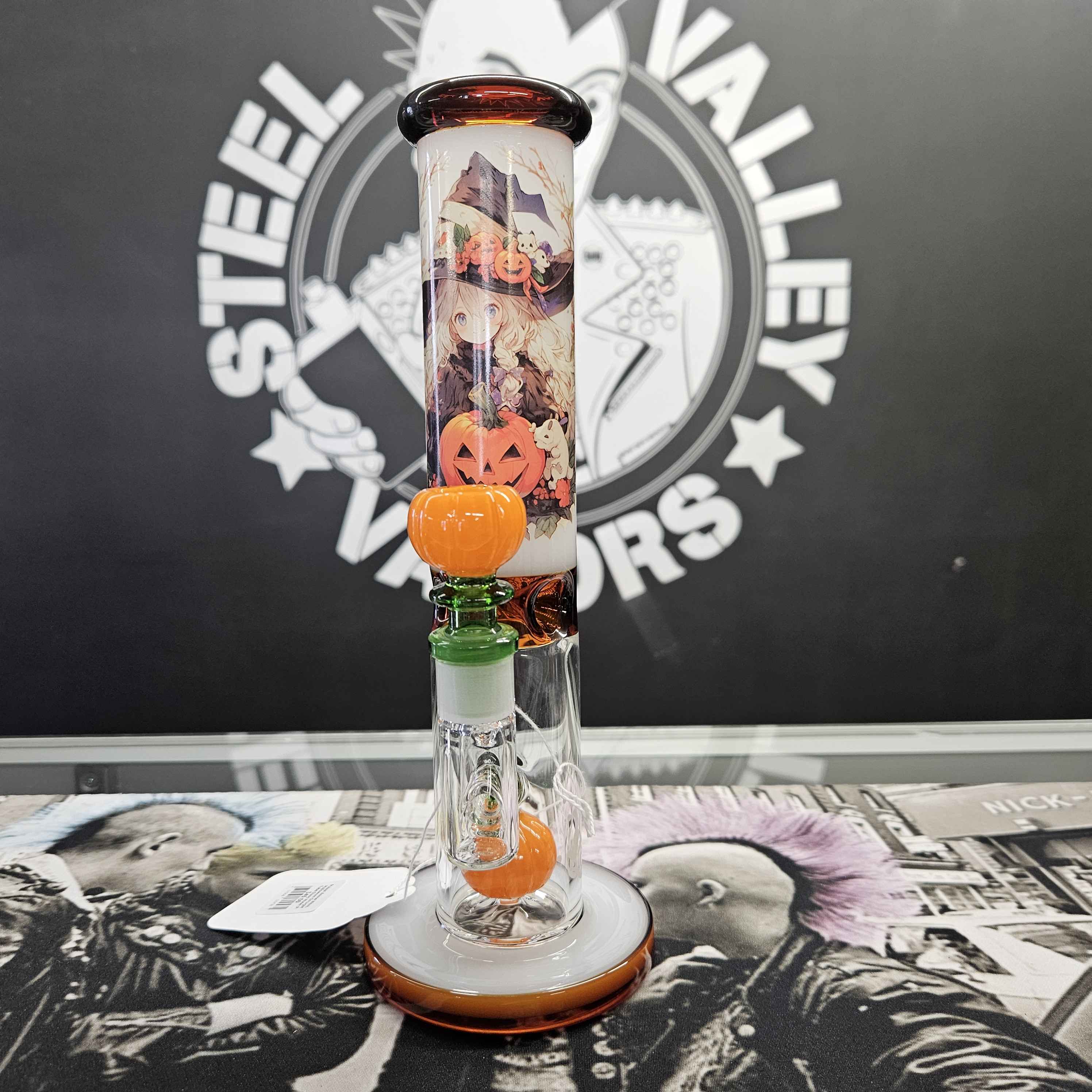 Pulsar Anime Halloween Straight Tube Glass Water Pipe | 9.75"