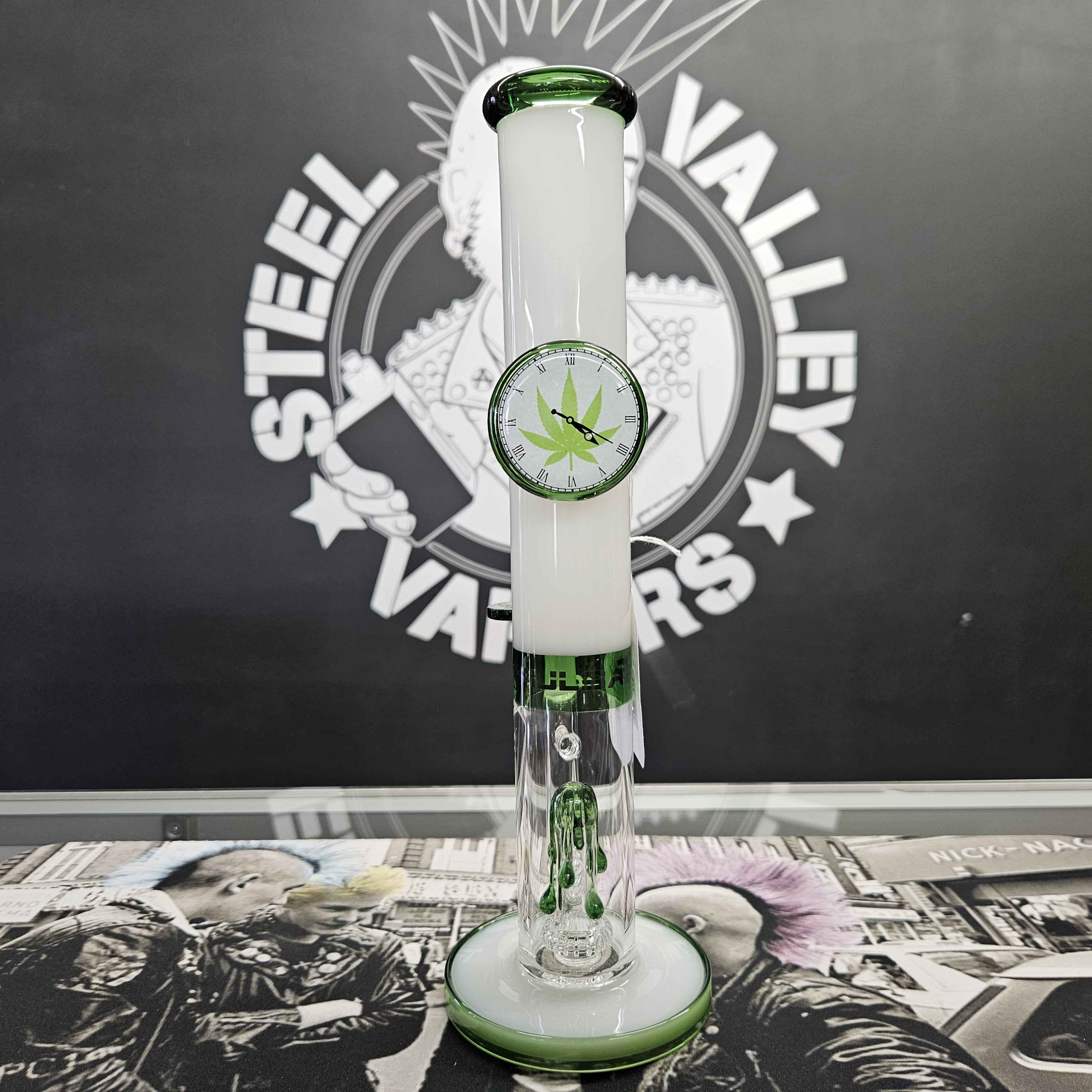 Pulsar 420 O'Clock Glow In The Dark Glass Water Pipe | 13"