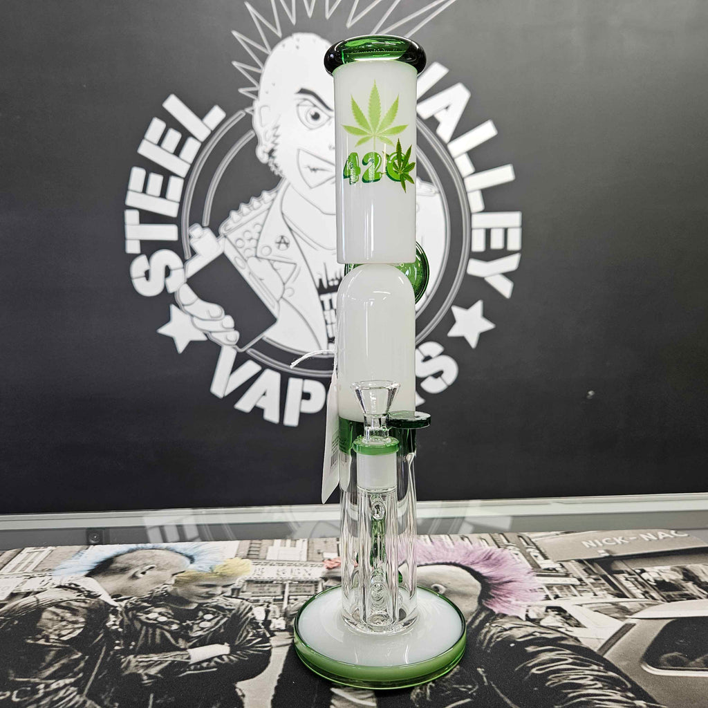 Pulsar 420 O'Clock Glow In The Dark Glass Water Pipe | 13"