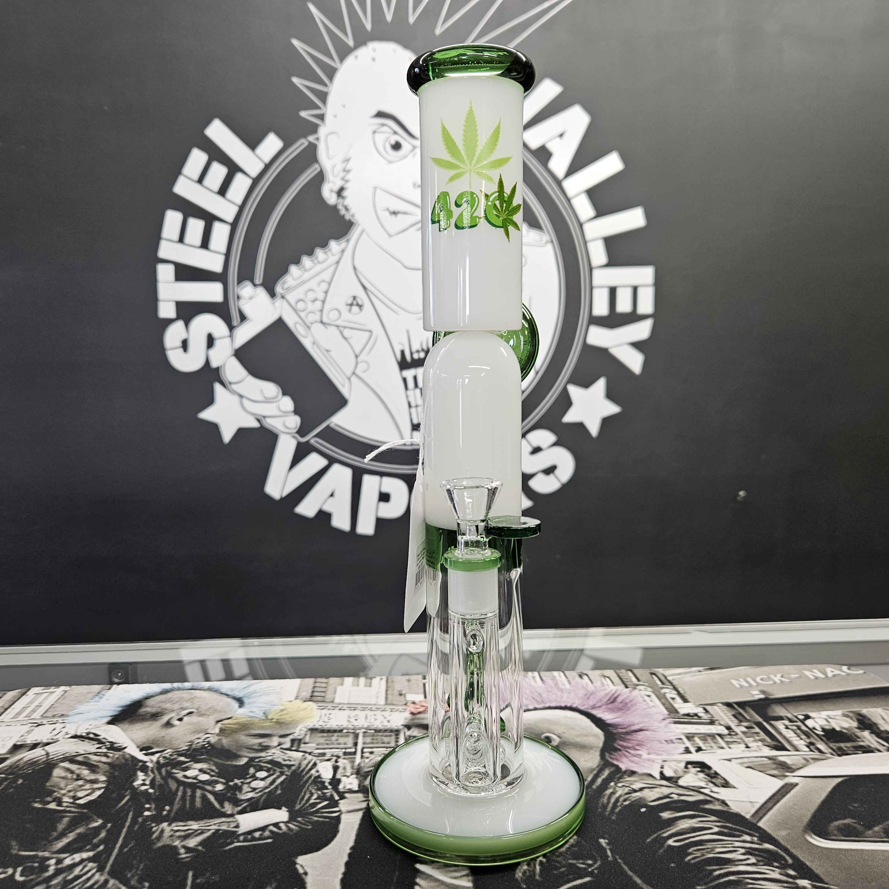 Pulsar 420 O'Clock Glow In The Dark Glass Water Pipe | 13"