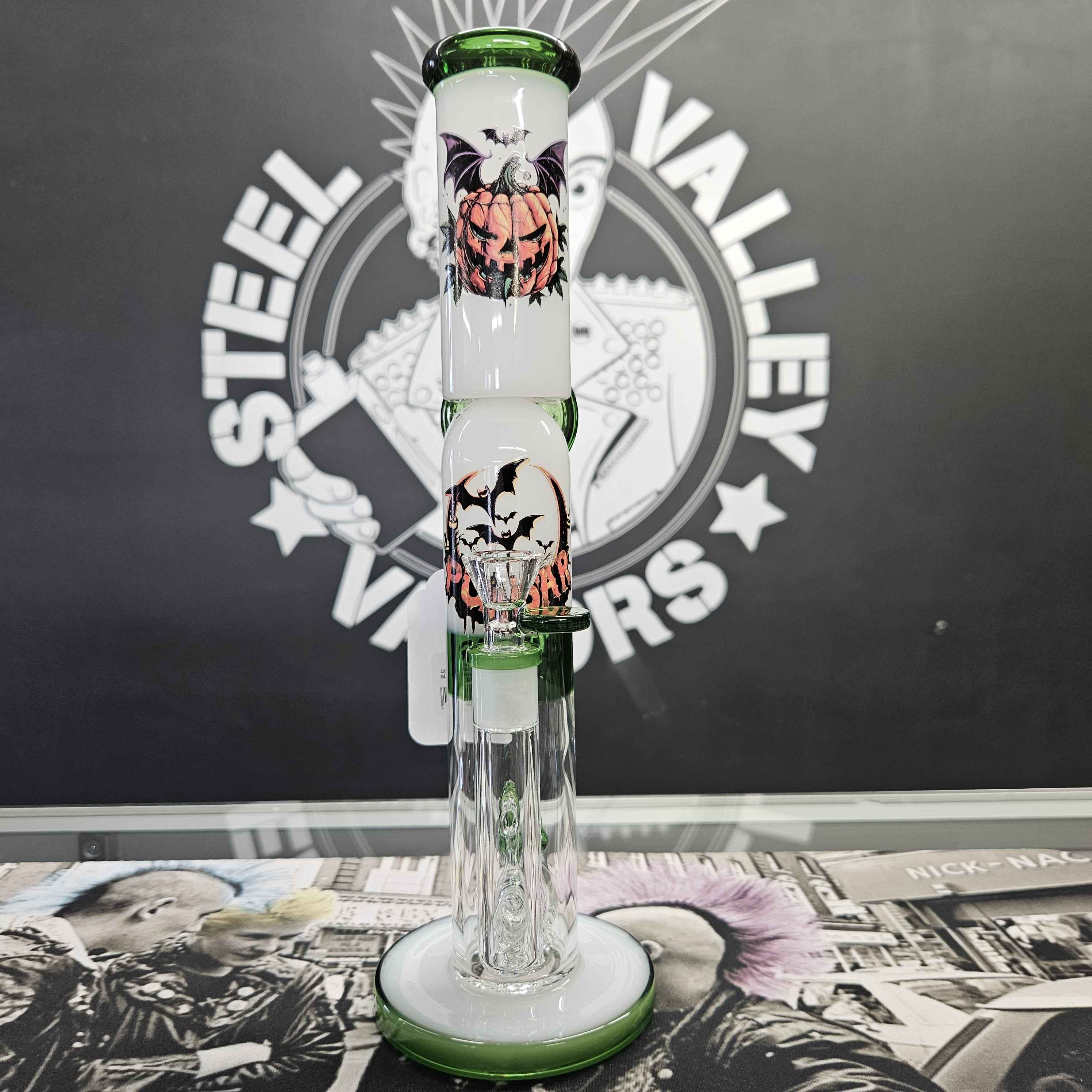 Pulsar Double Stacked Halloween Glass Water Pipe | 12.75"