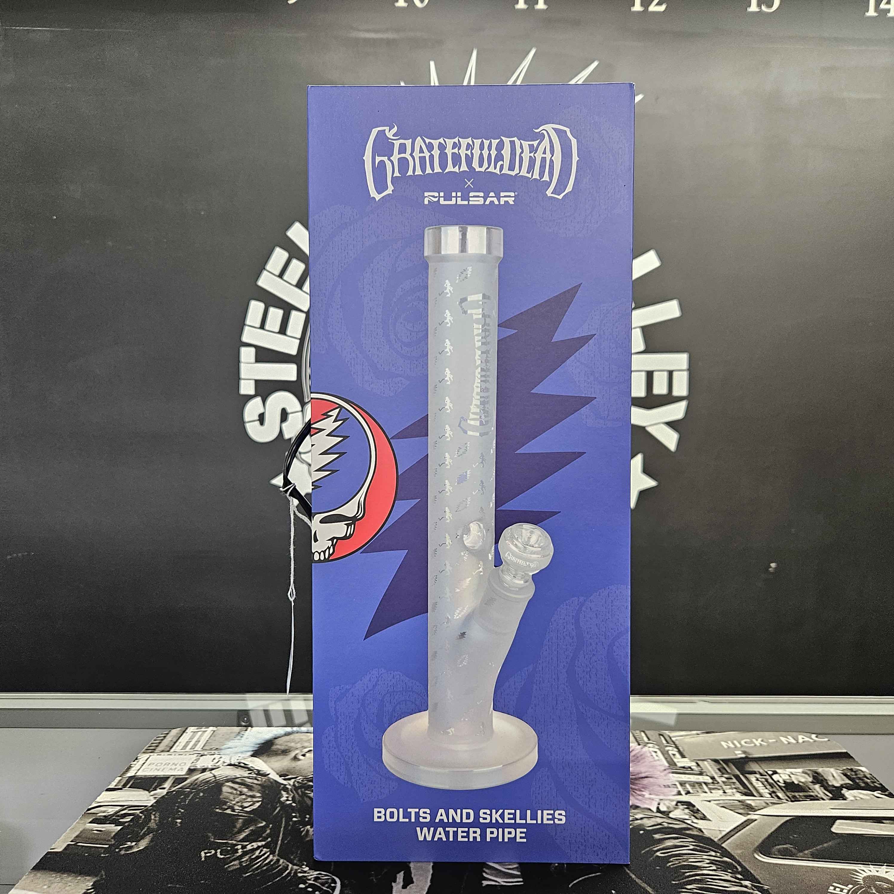 The Grateful Dead x Pulsar Bolts And Skellies Straight Tube Water Pipe | 15.5"