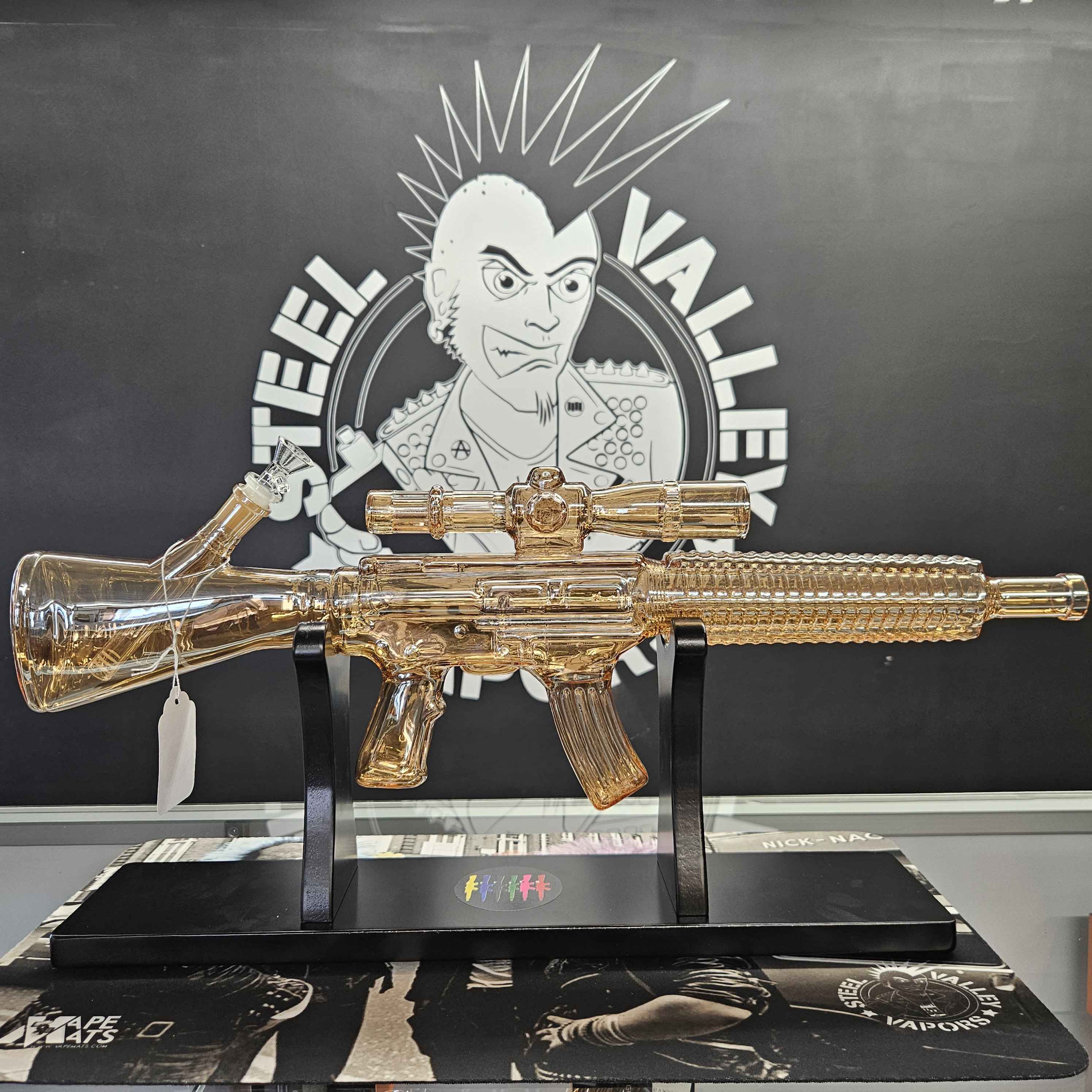 Machine Gun Glass Water Pipe | 23.75"