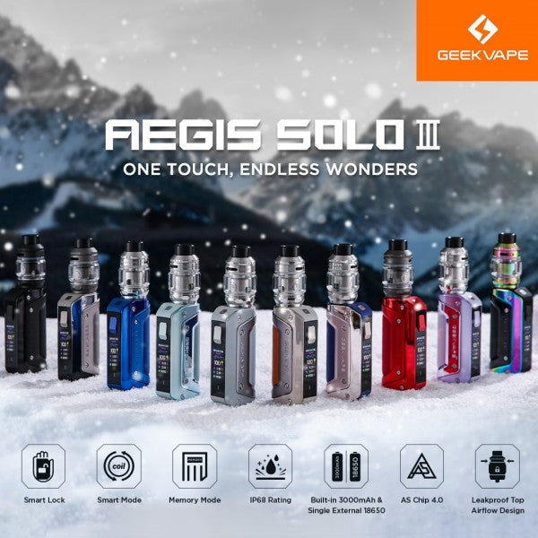 GeekVape Aegis Solo III Kit Steel Valley Vapors GeekVape Aegis Solo III Kit Steel Valley Vapors