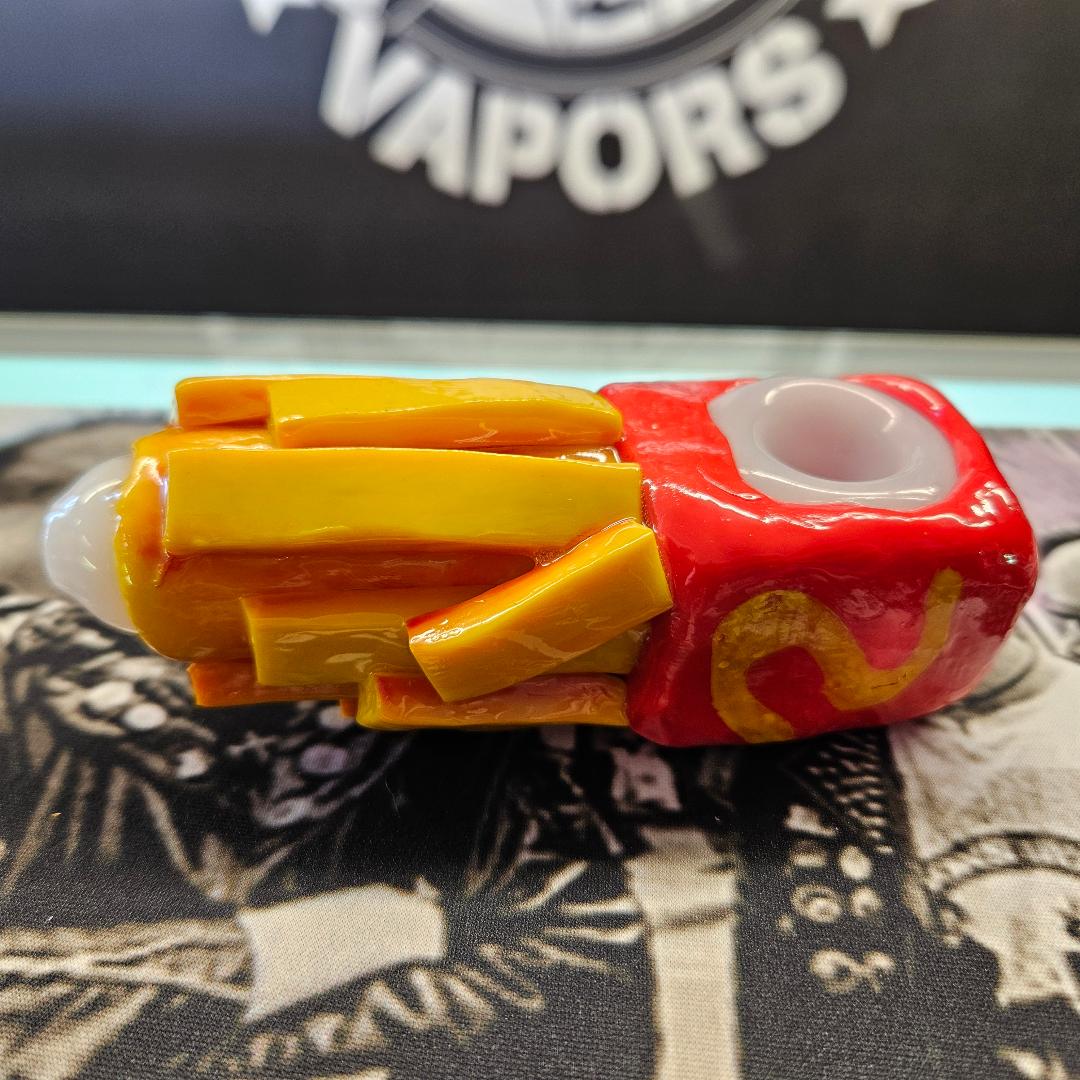 Let's Get Fried 3D Painted Glass Spoon Pipe image 1