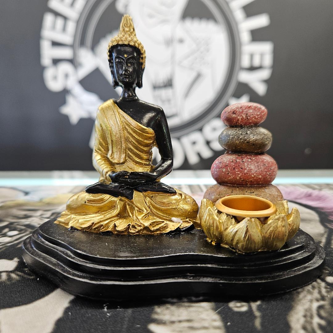 Sitting Buddha & Cairns Dual Incense Burner image 0