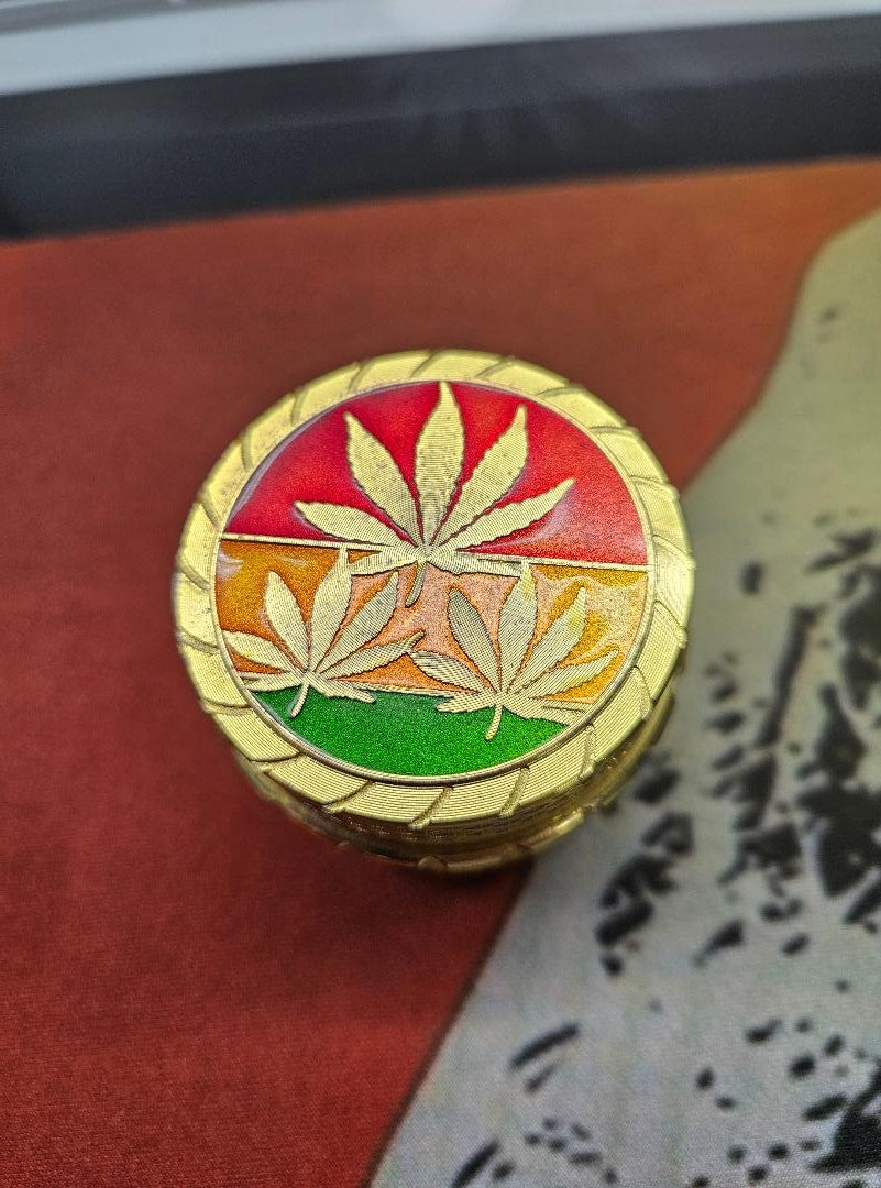 Rasta Leaf Trio Solid Metal Grinder image 0