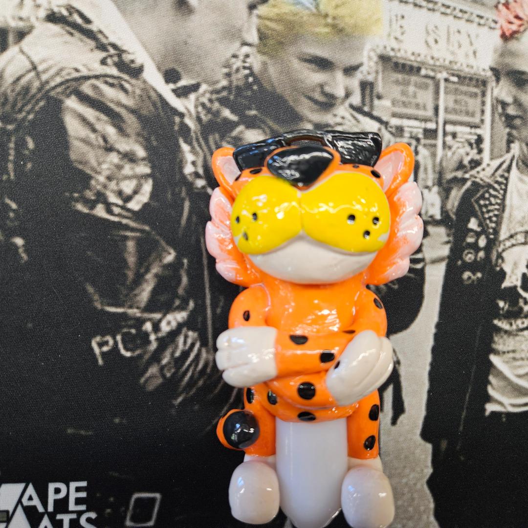 Cheezy Cheetah 3D Painted Glass Spoon Pipe image 0