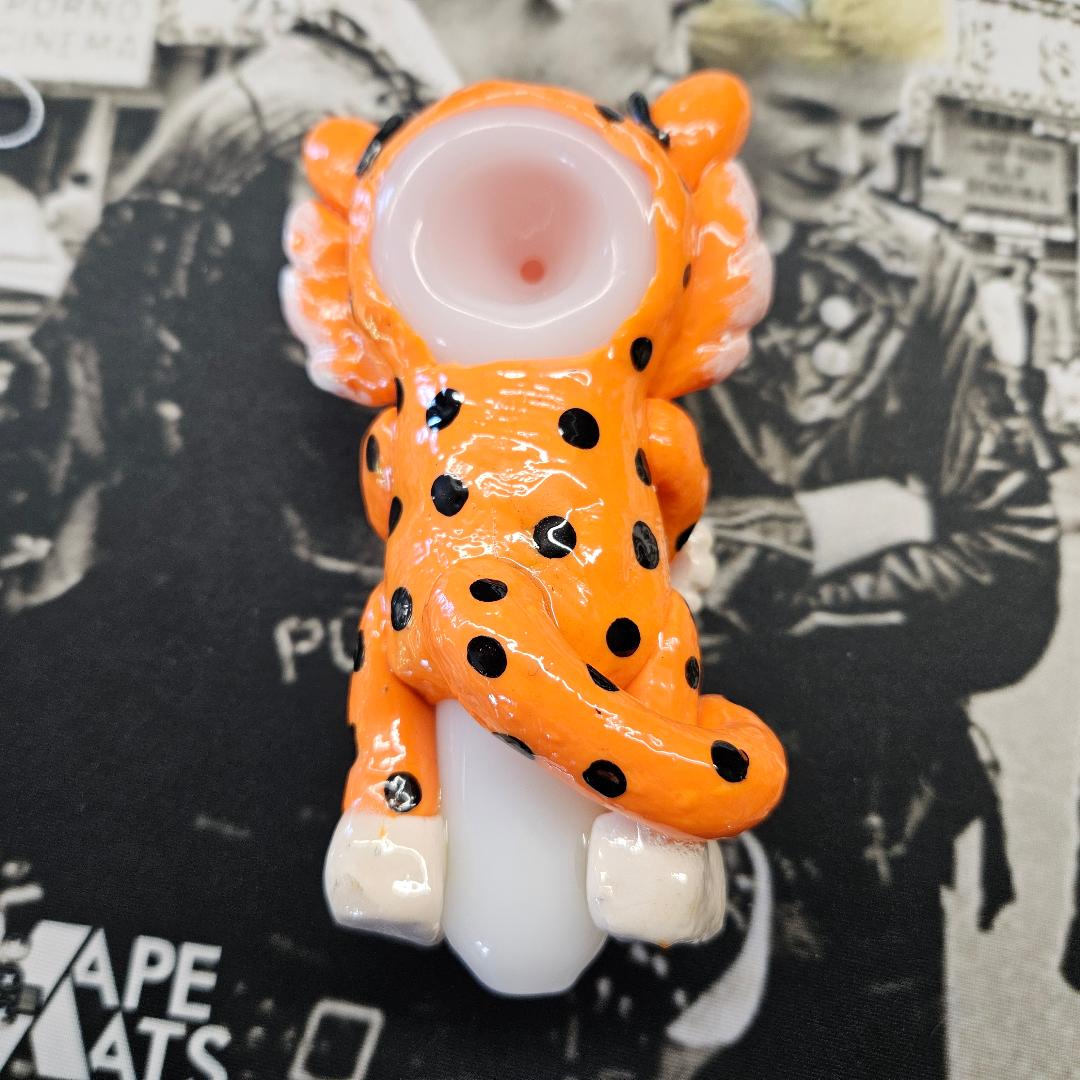 Cheezy Cheetah 3D Painted Glass Spoon Pipe image 1