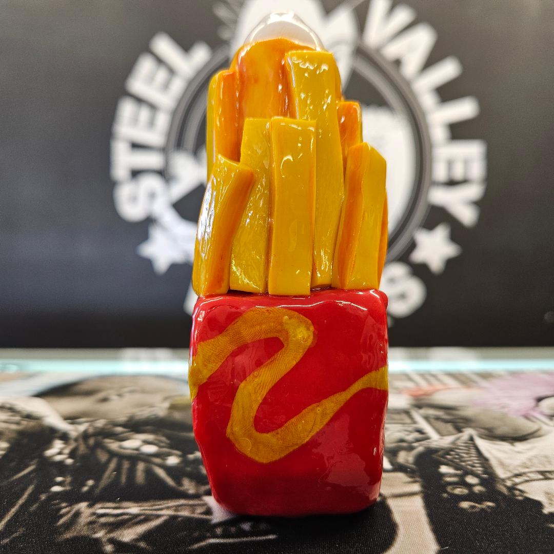 Let's Get Fried 3D Painted Glass Spoon Pipe image 0