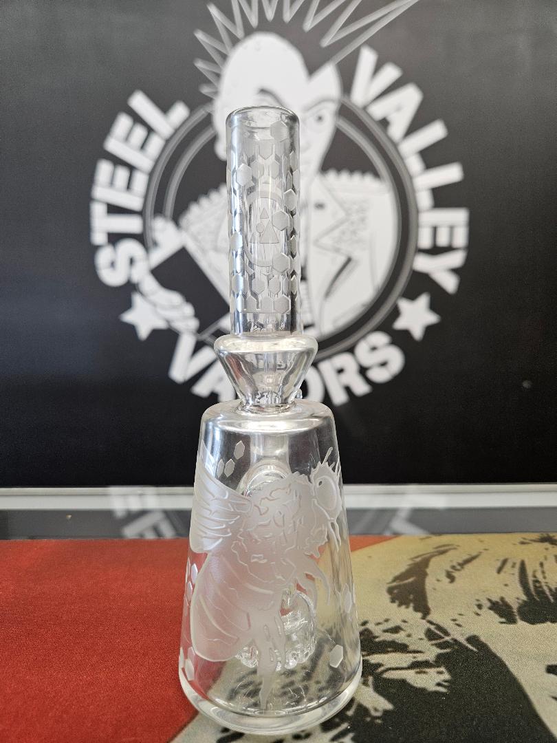 7" Bee Hex Etched Dab Rig - Banger Hanger image 1