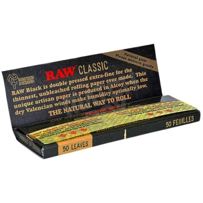 RAW Classic Black King Size Slim Rolling Papers - Image 2