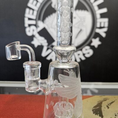 7" Bee Hex Etched Dab Rig - Banger Hanger