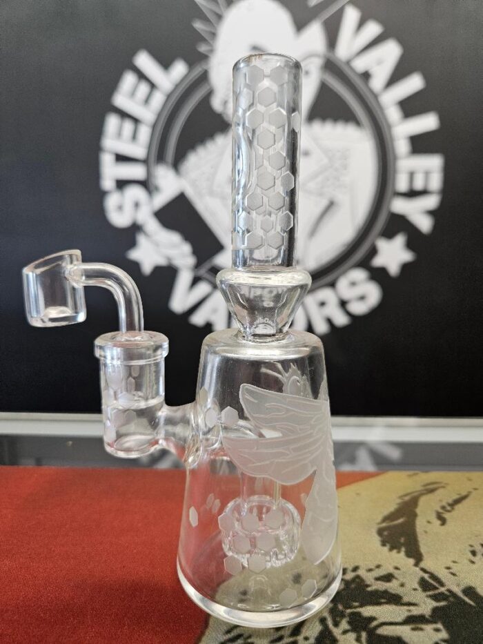 7" Bee Hex Etched Dab Rig - Banger Hanger