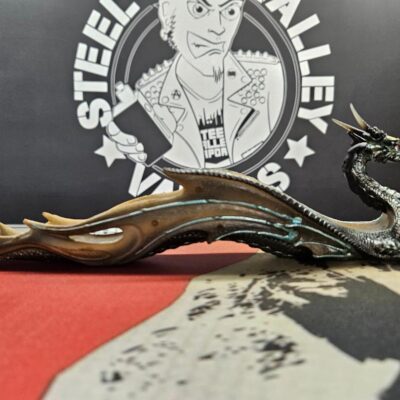 12" Dragon Holding Skull Incense Burner
