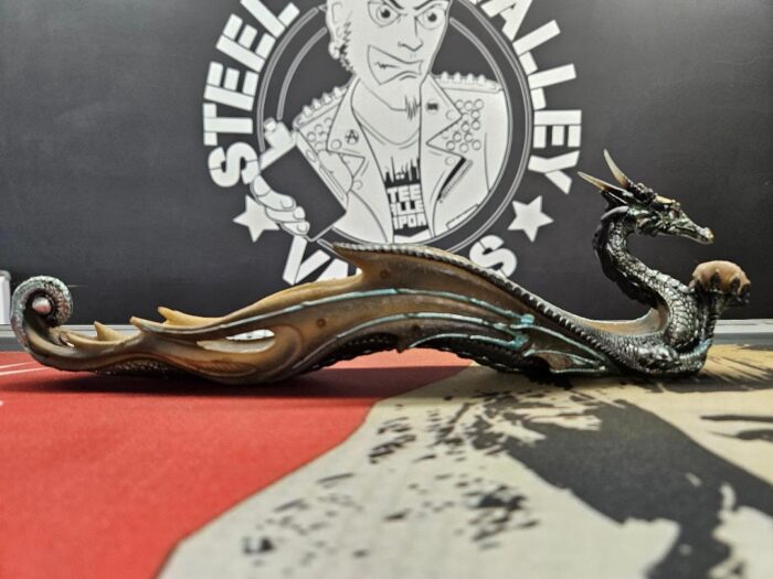 12" Dragon Holding Skull Incense Burner