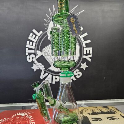 Dragon Glass Water Pipe Beaker Base With Ice Catcher + 4 Spiral Perc