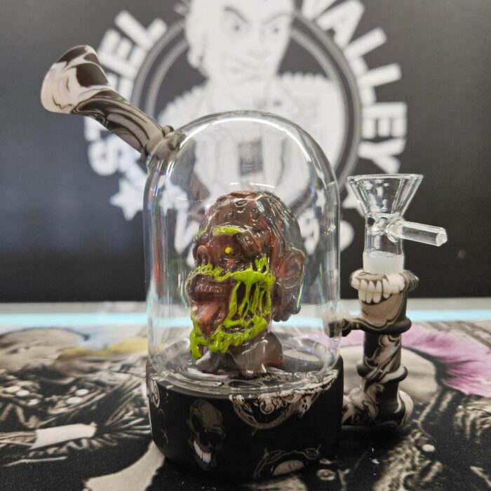 Zombie Head Bell Jar Silicone & Glass Water Pipe | 4.75" | 14mm F