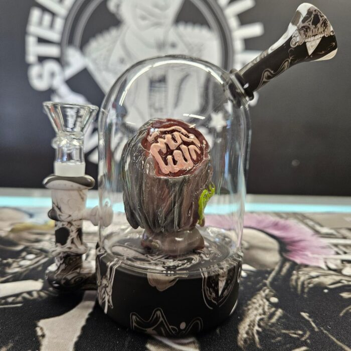 Zombie Head Bell Jar Silicone & Glass Water Pipe | 4.75" | 14mm F - Image 2
