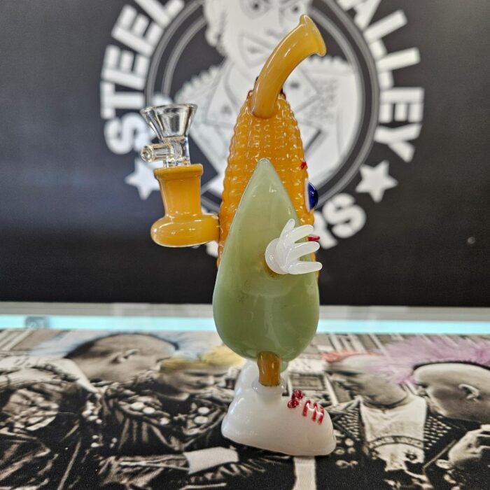 Red Headed Corn Child Glass Water Pipe | 7" | 14mm F - Image 2