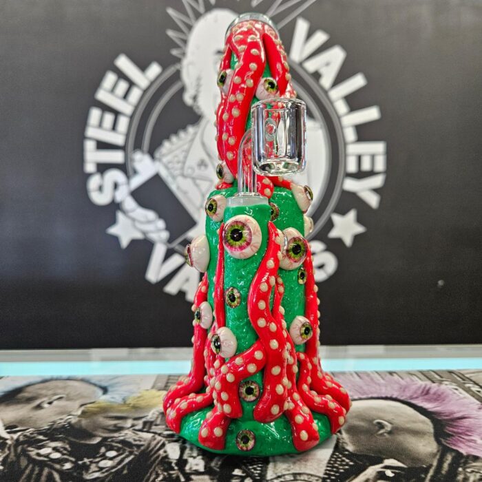 Octo Eyeballz Glow In The Dark Dab Rig | 9.5" | 14mm F - Image 2